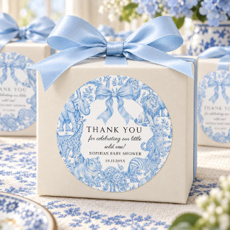 Adesivo Redondo Chuva Azul de Toile de Jouy Safari Menino Baby Sho