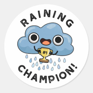 Adesivo Redondo Chuva Champ Engraçado Clima Chuva Nuvem Lúpulo