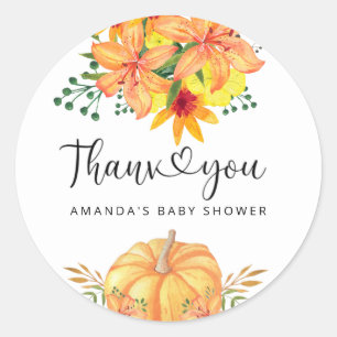 Adesivo Redondo Chuva de agradecimento para baby shower de outono 