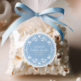 Adesivo Redondo Chuva de Amor Azul Bebê Revelação 