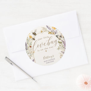 Adesivo Redondo Chuva de Amor Bebê Wildflower Baby Shower