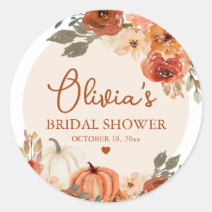 Adesivo Redondo Chuva de Amor Boho Abóbora Terracota Chá de Noiva