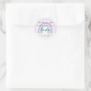 Adesivo Redondo Chuva de Amor Boho Chuveiro de Bebê Arco-íris