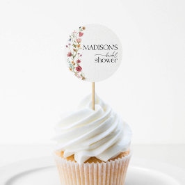 Adesivo Redondo Chuva de Amor, Chá de Noiva de Flores Silvestres