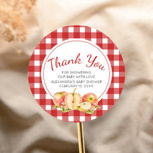 Adesivo Redondo Chuva de Amor Gingham Baby Shower