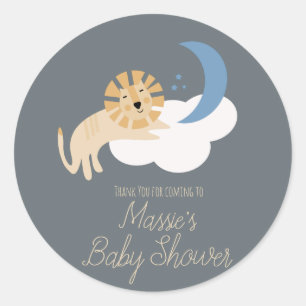 Adesivo Redondo Chuva de Amor Leãozinho Fofinho Baby Shower