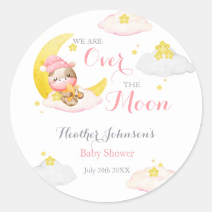 Adesivo Redondo Chuva de Amor Menina Vaca Baby Shower