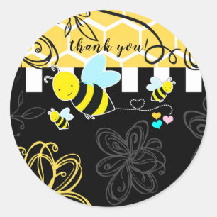 Adesivo Redondo Chuva de Bebê Amarelo e Preto da Abelha Bumblebee