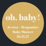 Adesivo Redondo Chuva de Bebê Amarelo Empoeirado Fofo Moderno Nome<br><div class="desc">Adesivo Redondo Clássico Chuva de Bebê Amarelo Empoeirado Fofo Moderno Nome Personalizado</div>