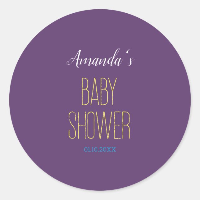 Adesivo Redondo Chuva de Bebê Amarelo Índigo Simples Moderno Minim (Frente)