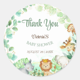Adesivo Redondo Chuva de Bebê Animais da Selva Gold Botanica