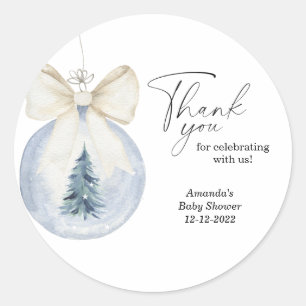 Adesivo Redondo Chuva de bebê com árvore de Natal em aquarela mode
