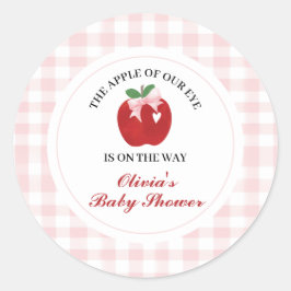 Adesivo Redondo Chuva de Bebê Coquette Apple Laço Rosa