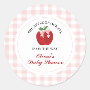 Adesivo Redondo Chuva de Bebê Coquette Apple Laço Rosa