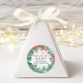 Adesivo Redondo Chuva de Bebê Coroa de Natal