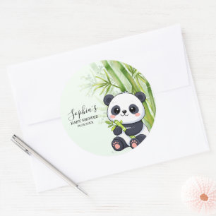 Adesivo Redondo Chuva de Bebe de Urso Panda Bambu