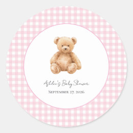 Adesivo Redondo Chuva de Bebê do Ursinho Teddy Clássico Elegante A