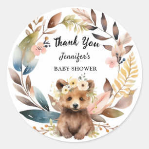 Adesivo Redondo Chuva de Bebê Floresta Urso Fofo