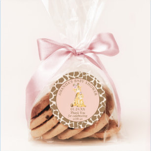 Adesivo Redondo Chuva de Bebê Girafa Menina Rosa