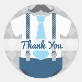 Adesivo Redondo Chuva de Bebê Little Man Gravata Azul Marinho Cinz