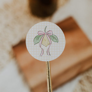 Adesivo Redondo Chuva de Bebê Menina Limão Rosa e Amarelo