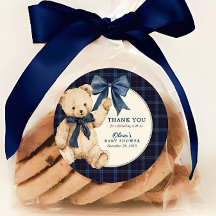 Chuva de Bebê Menino Urso de Pelúcia Xadrez Azul M
