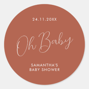 Adesivo Redondo Chuva de Bebê Oh Minimalista terracota