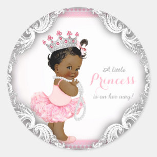 Adesivo Redondo Chuva de Bebê Princesa Bailarina Étnica