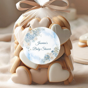 Adesivo Redondo Chuva de Bebê Rosa Azul Boêmio