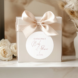 Adesivo Redondo Chuva de Bebê Rosa Dourado Chic Com Letra Arredond