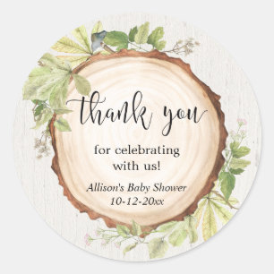 Adesivo Redondo Chuva de bebê rústica com verde silvestre