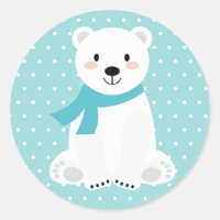 Chuva de Bebê Urso Polar Fofo Azul Turquesa