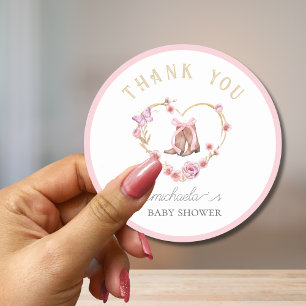 Adesivo Redondo Chuva de Bençãos Chá de Bebê Obrigado Cowgirl