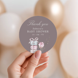 Adesivo Redondo Chuva de Bênçãos French Macaron Baby shower