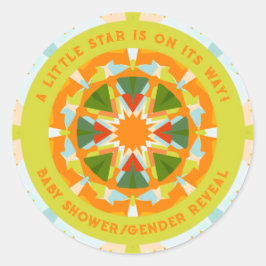 Adesivo Redondo Chuva de Bênçãos Laranja Brilhante Verde Estrela M