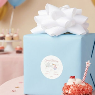 Adesivo Redondo Chuva de Cegonha Entrega Especial Baby Shower