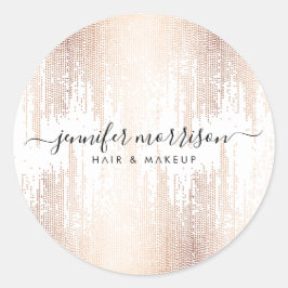 Adesivo Redondo Chuva de Confetti Dourada com Rosa de Script Glam