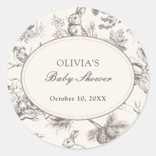 Adesivo Redondo Chuva de Convites de Baby Shower com Estampa Flore