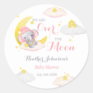 Adesivo Redondo Chuva de Convites Elefante Menina Baby Shower