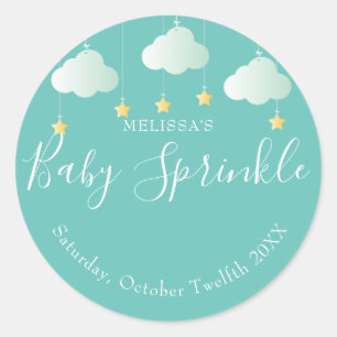 Adesivo Redondo Chuva de estrelas baby shower