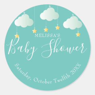 Adesivo Redondo Chuva de estrelas baby shower