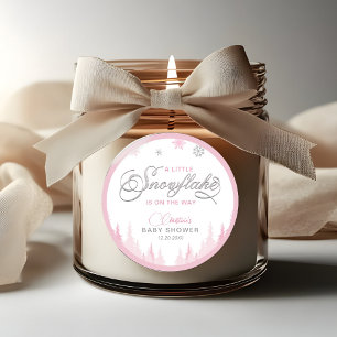Adesivo Redondo Chuva de Flocos de Neve Baby Shower de Inverno