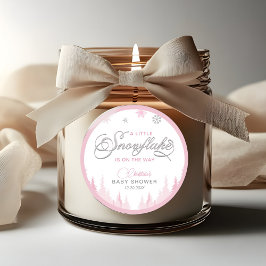 Adesivo Redondo Chuva de Flocos de Neve Chá de Bebê de Inverno 