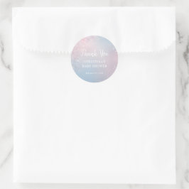Adesivo Redondo Chuva de Flocos de Neve de Inverno Baby Shower
