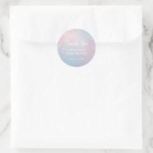 Adesivo Redondo Chuva de Flocos de Neve de Inverno Baby Shower