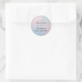 Adesivo Redondo Chuva de Flocos de Neve de Inverno Baby Shower