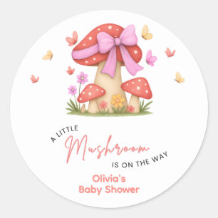 Adesivo Redondo Chuva de Flor Rosa Uma Pequena Chaminé Baby Shower