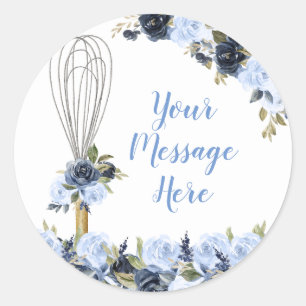 Adesivo Redondo Chuva de Floral Naval para Noiva em Breve Chuveiro
