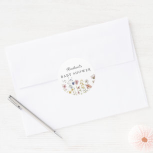 Adesivo Redondo Chuva de Flores Silvestres Boho Baby Shower