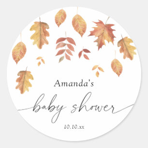 Adesivo Redondo Chuva de folhas baby shower de outono